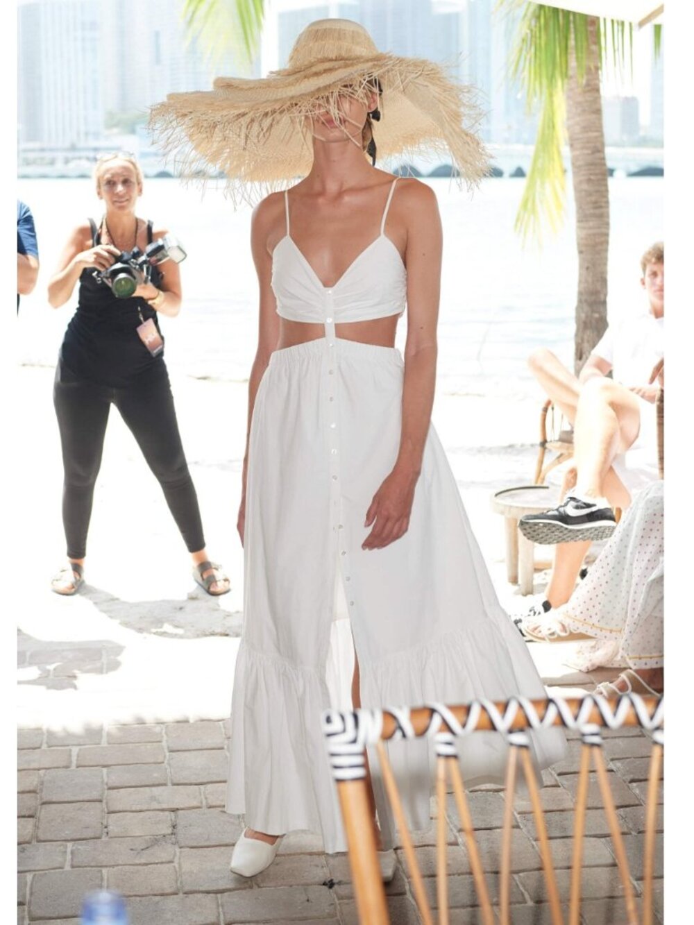NWT SIMKHAI Kennedi Cutout Cotton Poplin Maxi Dress White M - Picture 11 of 11